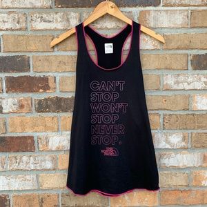The North Face black and pink graphic tank top